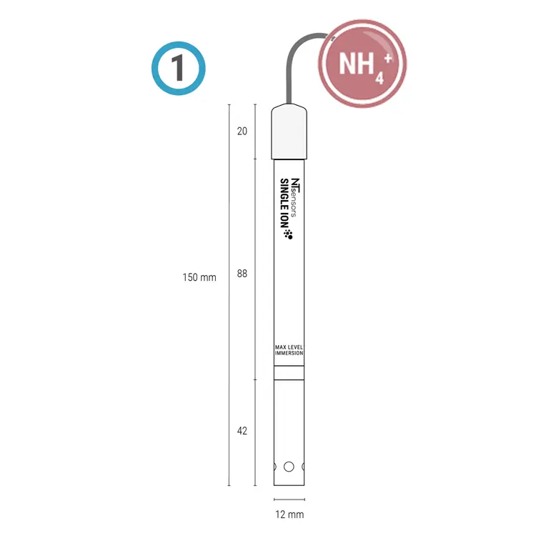 Ammonium ion-selective electrode probe