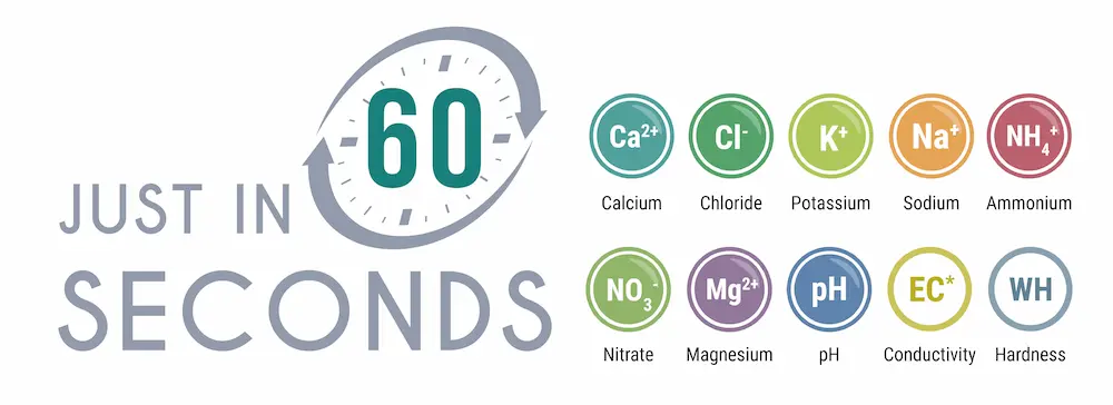 Medidor ISE analizar 10 iones en 60 segundos